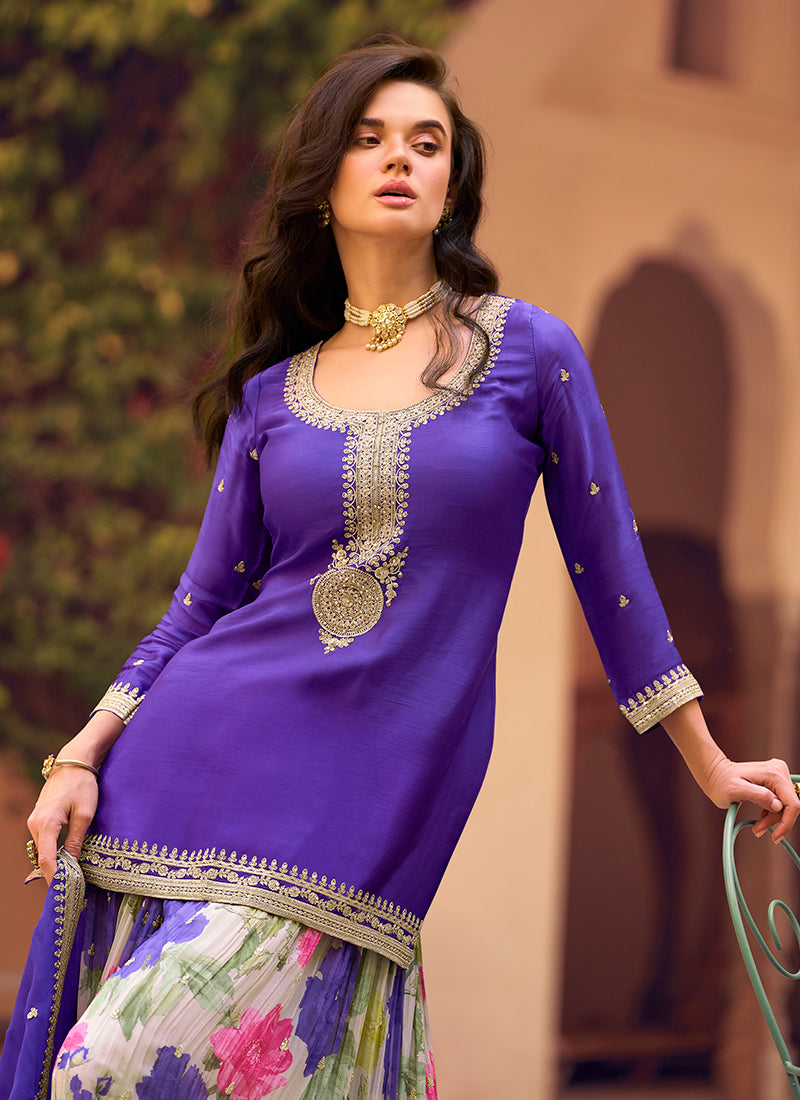 Buy Violet Gharara Suit In USA