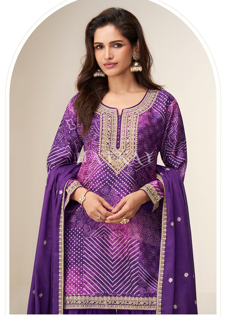 Buy Purple Gharara Suit In UK