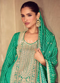 Buy Traditional Emerald Green Gharara Suit For Engagement In Canada