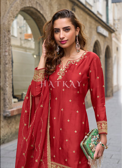 Buy Red Bollywood Gharara Suit