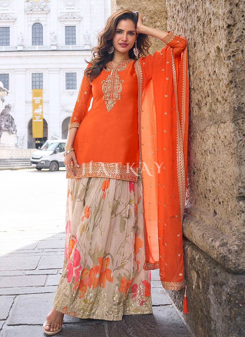 Buy Orange Sangeet Outfit Online
