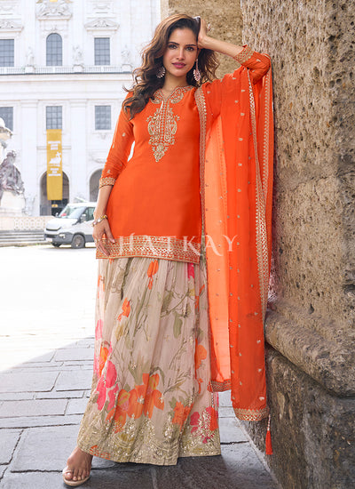 Buy Orange Sangeet Outfit Online