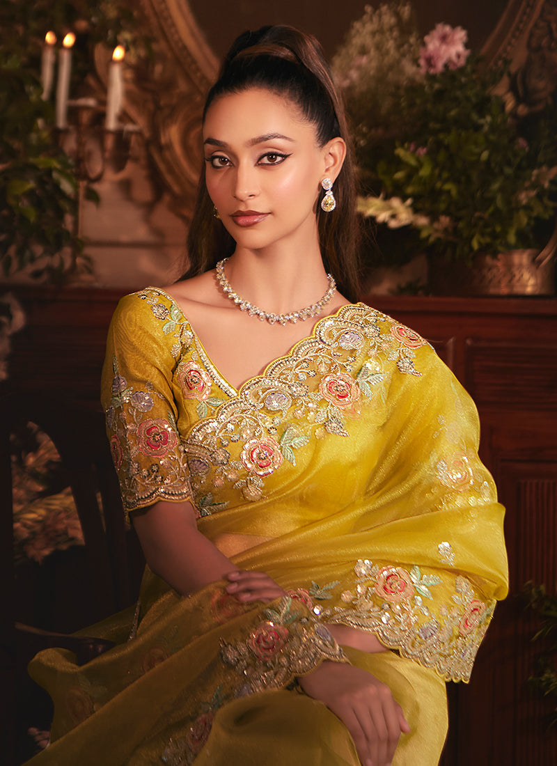 Golden Yellow Indian Sari