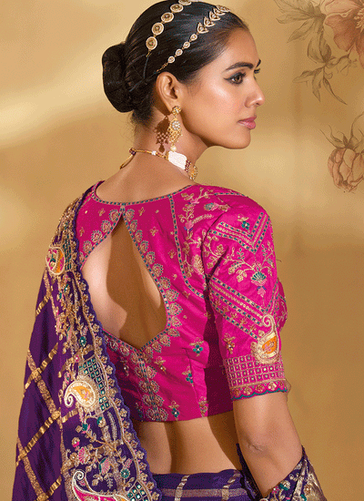Buy Violet Bridal Sari For Weddings