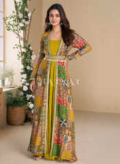Yellow Jacket Style Anarkali Gown