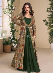 Green Jacket Style Anarkali Gown