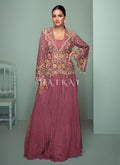 Rose Pink Jacket Style Lehenga Suit