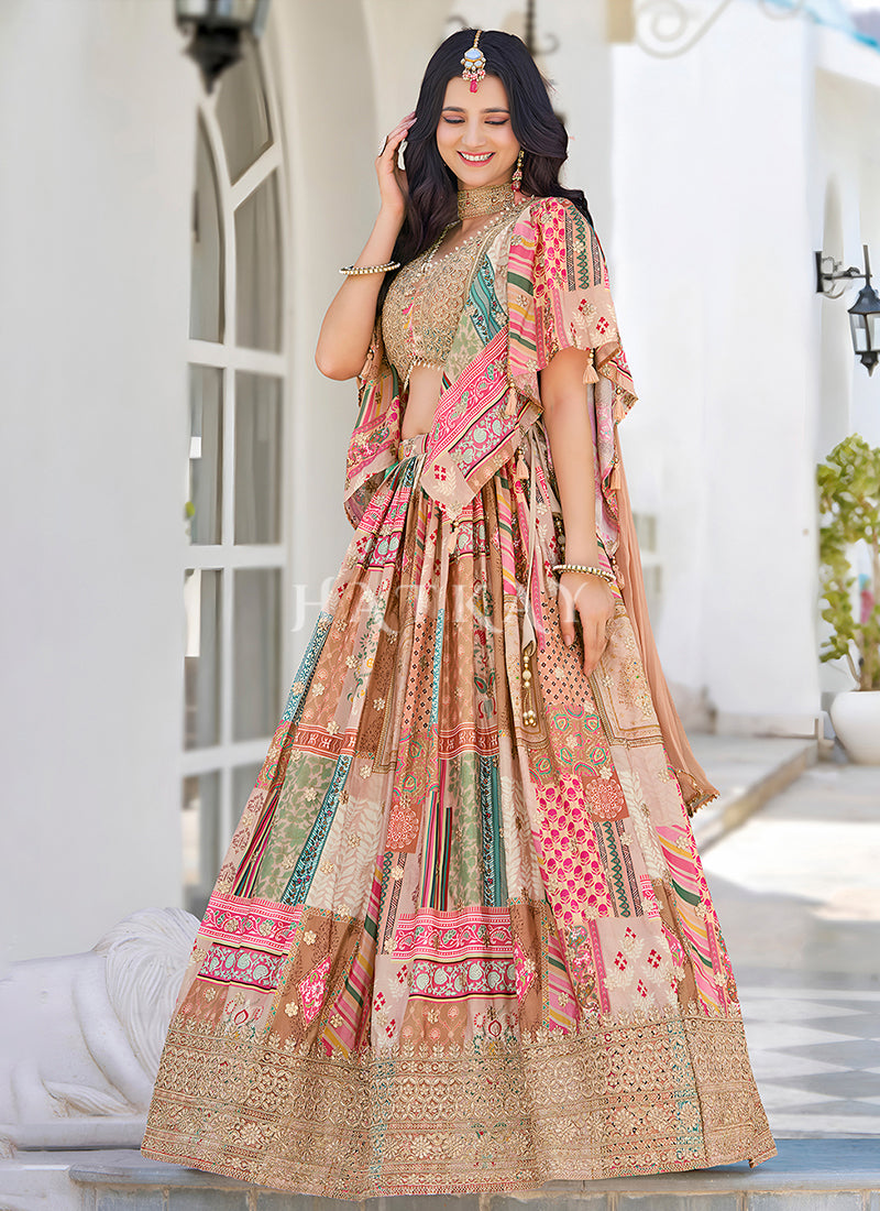 Shop Beige Lehenda Choli