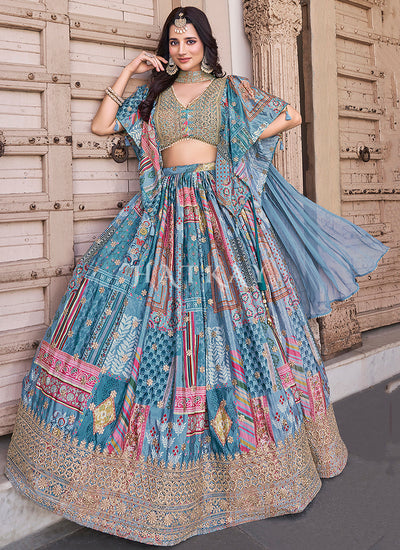 Shop Sky Blue Colour Lehenga Choli Online