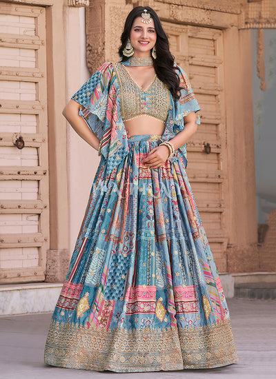 Sky Blue Lehenga Choli