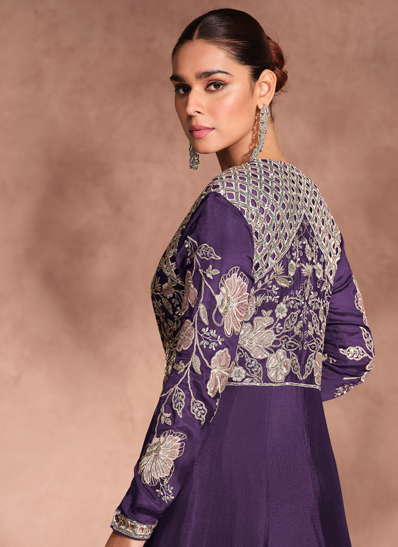 Shop Purple Jacket Style Designer Lehenga