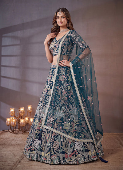Shop Turquoise Lehenga Choli In singapore