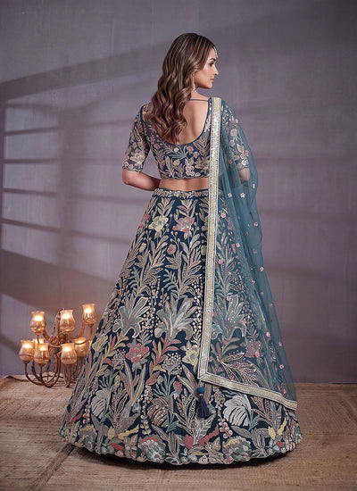 Buy Turquoise Lehenga Choli For Wedding In USA