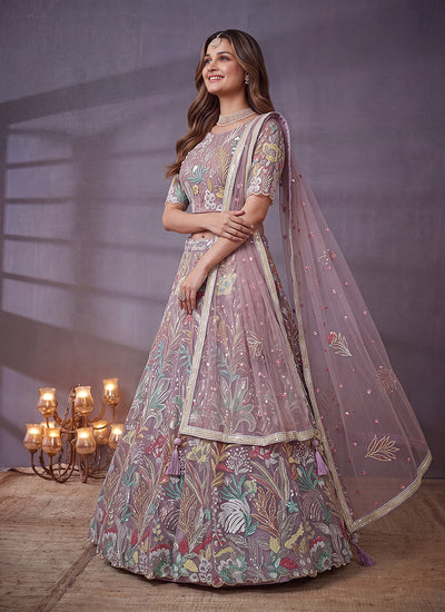 Shop Lavender Lehenga Choli For Engagement Online