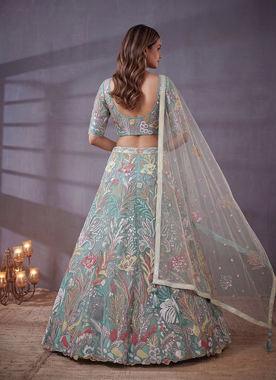 Buy Sky Blue Lehenga Choli In USA