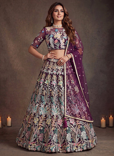 Shop Wine Lehenga Choli For wedding