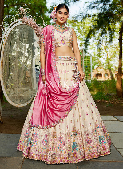 Buy Cream Lehenga Choli