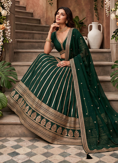 Shop Dark Green Lehenga Choli Online