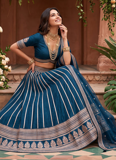 Shop Teal Blue Lehenga Choli Online