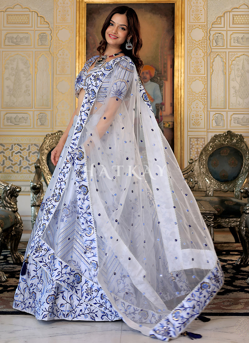Buy Off White Designer Lehenga Choli In UK