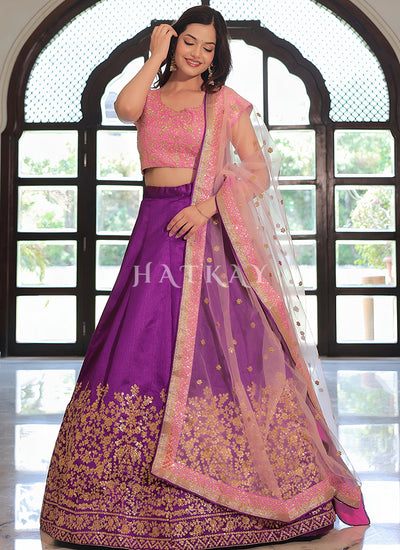 Buy Pink And Purple Designer Lehenga Choli