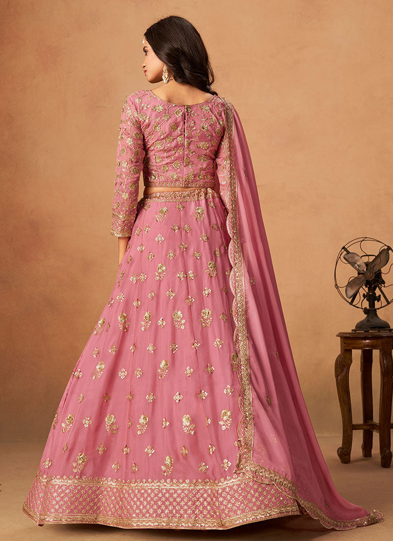 Buy Rose Pink Lehenga Choli In USA