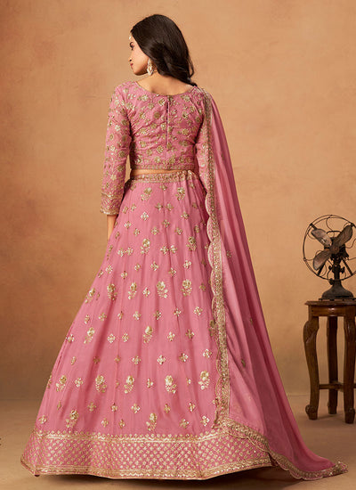 Buy Rose Pink Lehenga Choli In USA