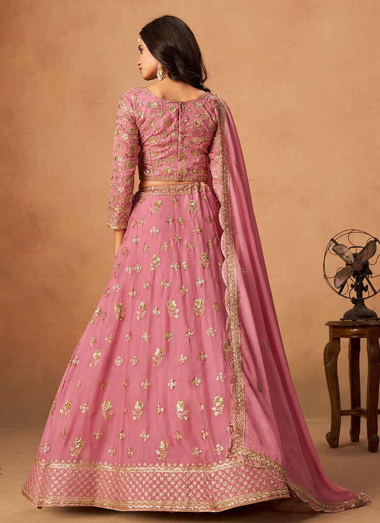 Buy Rose Pink Lehenga Choli In USA