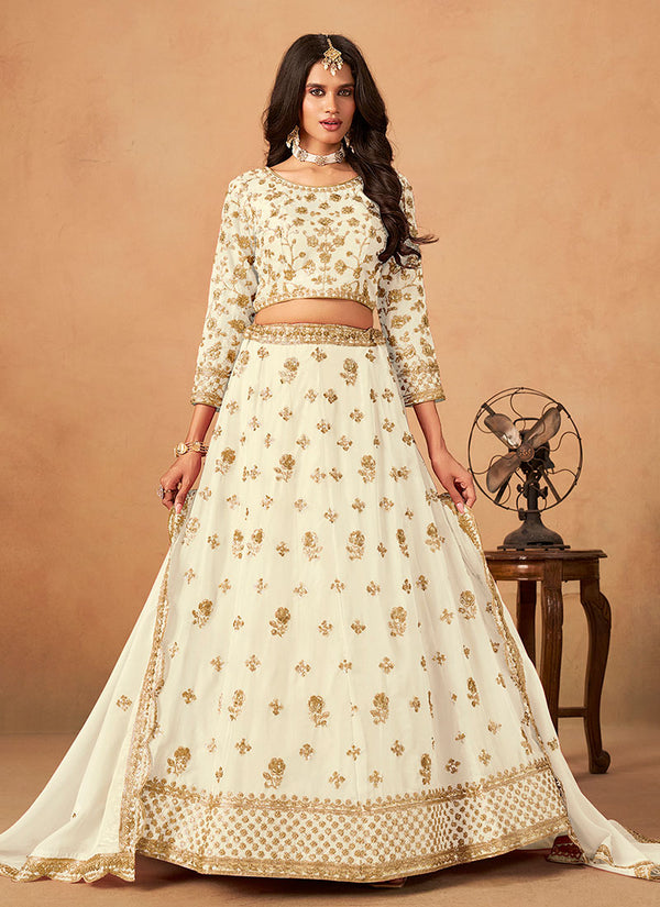 Ivory Embroidery Traditional Lehenga Choli