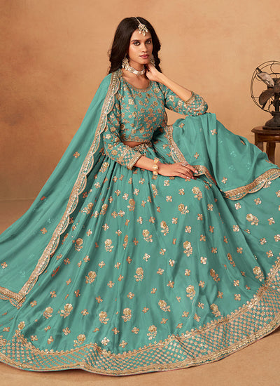 Buy Teal Green Lehenga Choli Online