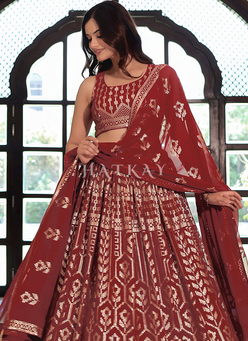 Buy Maroon Lengha Choli At Hatkay