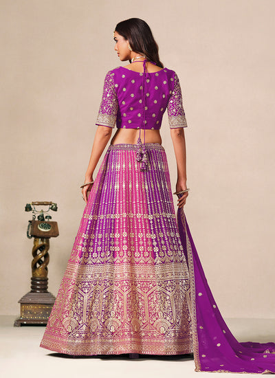 Buy Purple And Magenta Traditional Lehenga Choli In USA