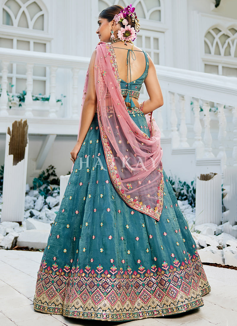 Turquoise Lahenda Choli