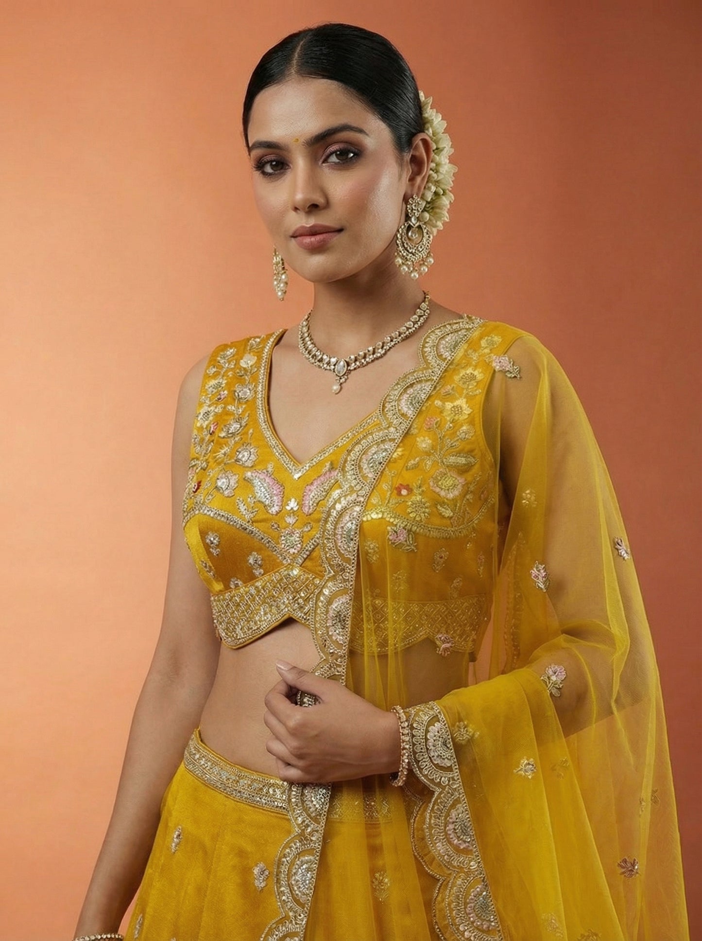 Golden Yellow Traditional Bridal Lehenga