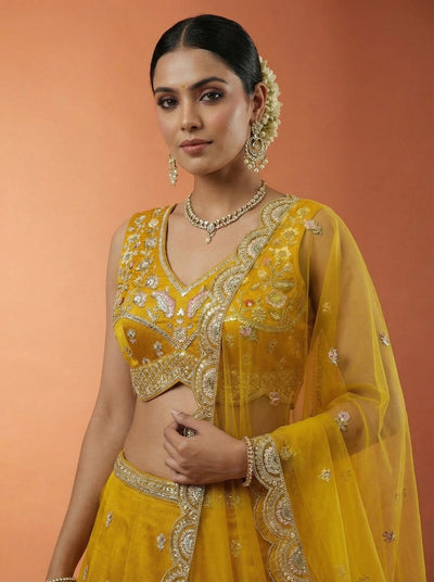 Golden Yellow Traditional Bridal Lehenga