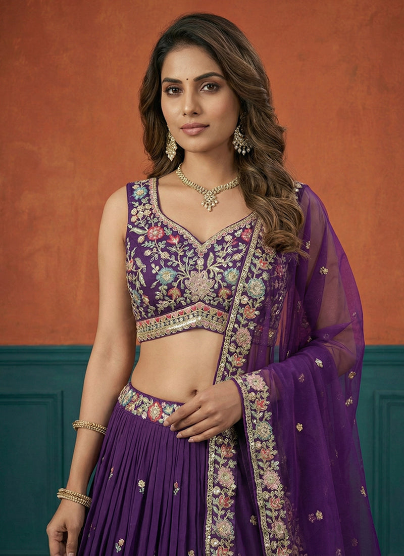Shop Purple Bridal Lengha Choli Online