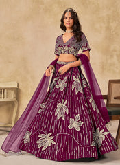 Purple Sequins Lehenga Choli