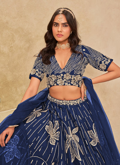 Blue Silk Lehenga Choli