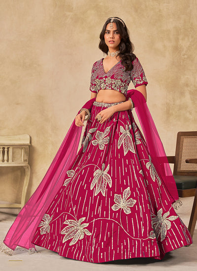 Magenta Sequins Lehenga Choli