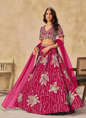 Magenta Sequins Lehenga Choli