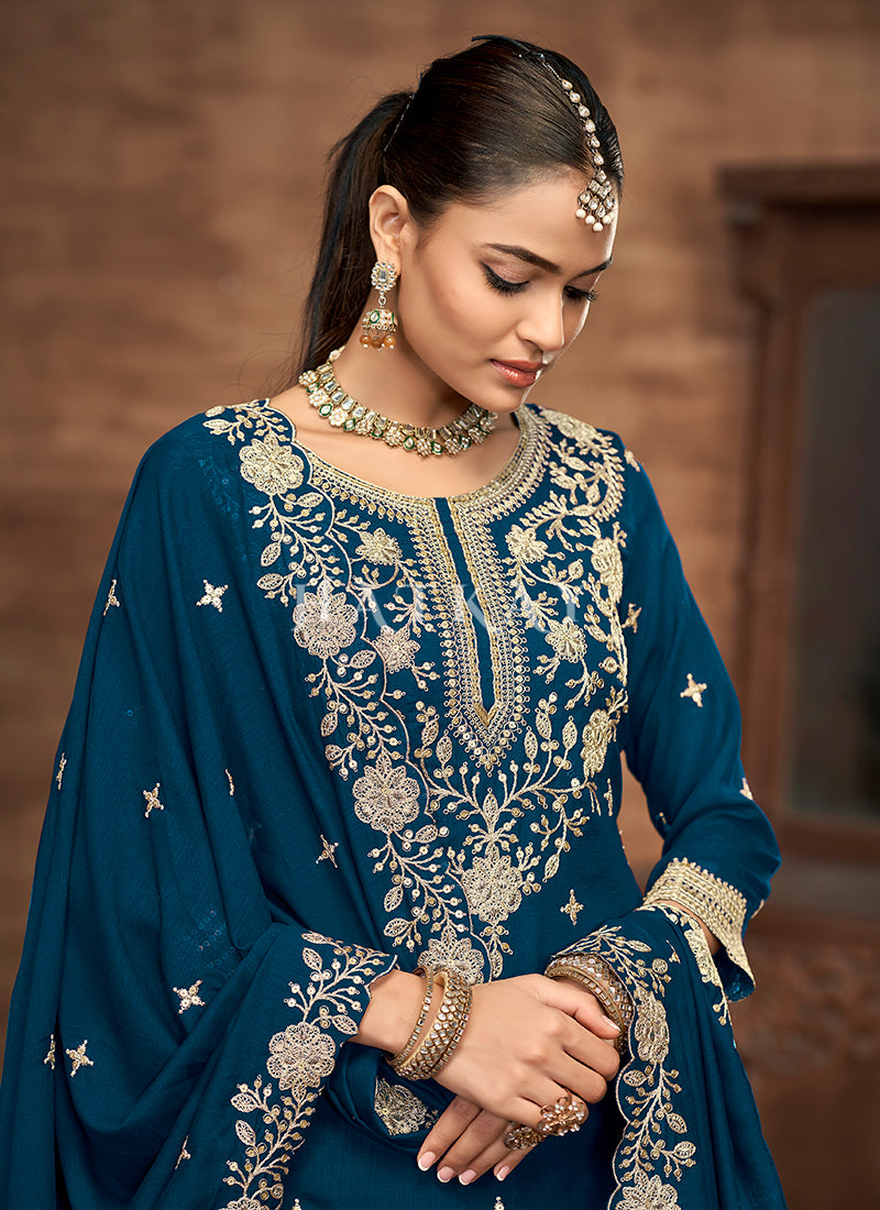 Royal Blue Lehenga Kurti And Dupatta