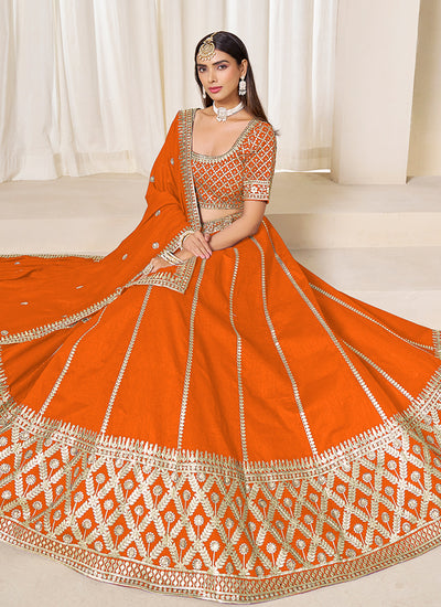 Buy Orange Colour Lehenga Choli Online