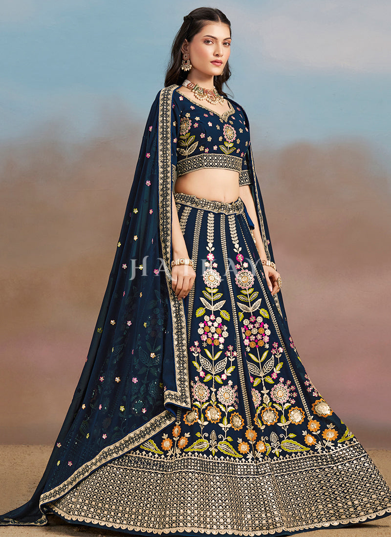 Blue Multi Bridal Lehenga Choli
