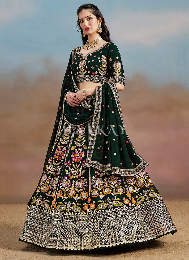 Green Embroidered Lehenga Choli