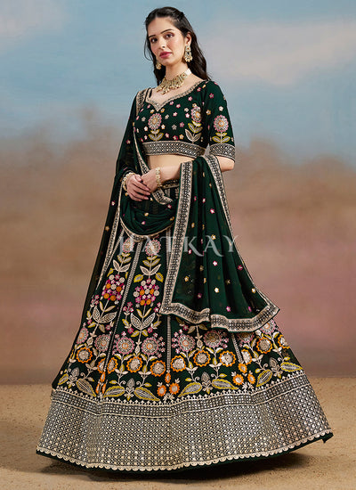 Green Embroidered Lehenga Choli