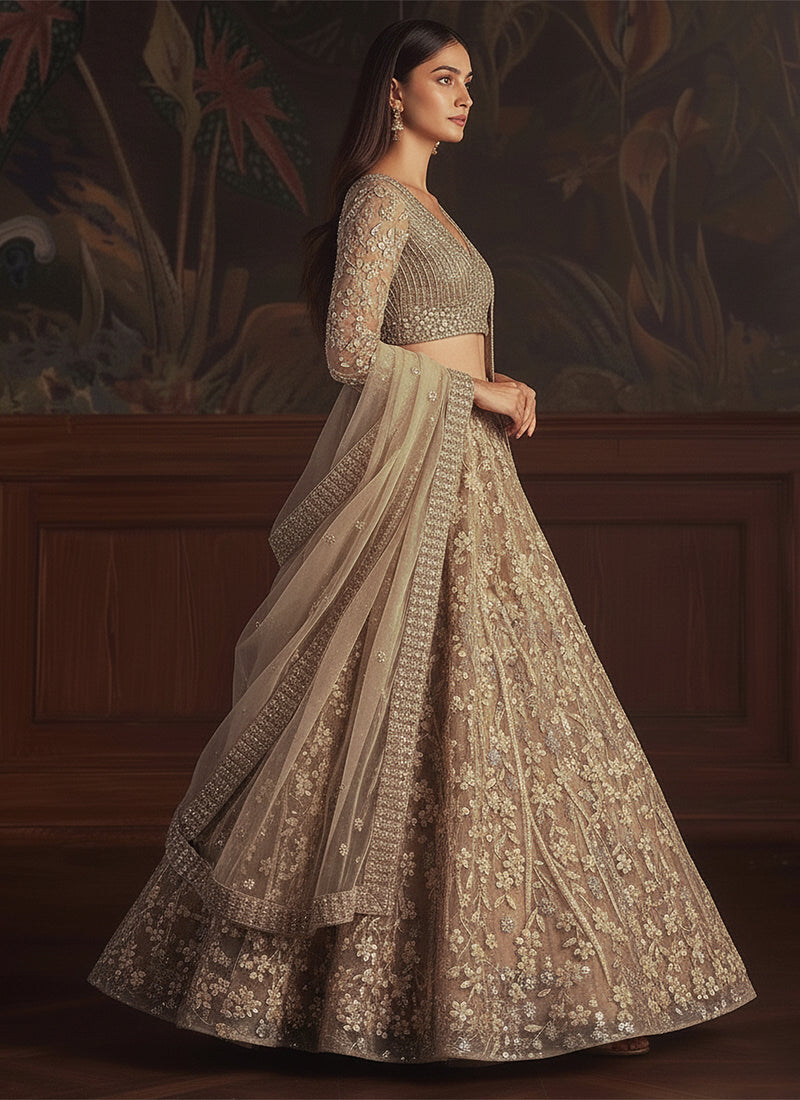 Shop Copper Beige Lehenga Choli