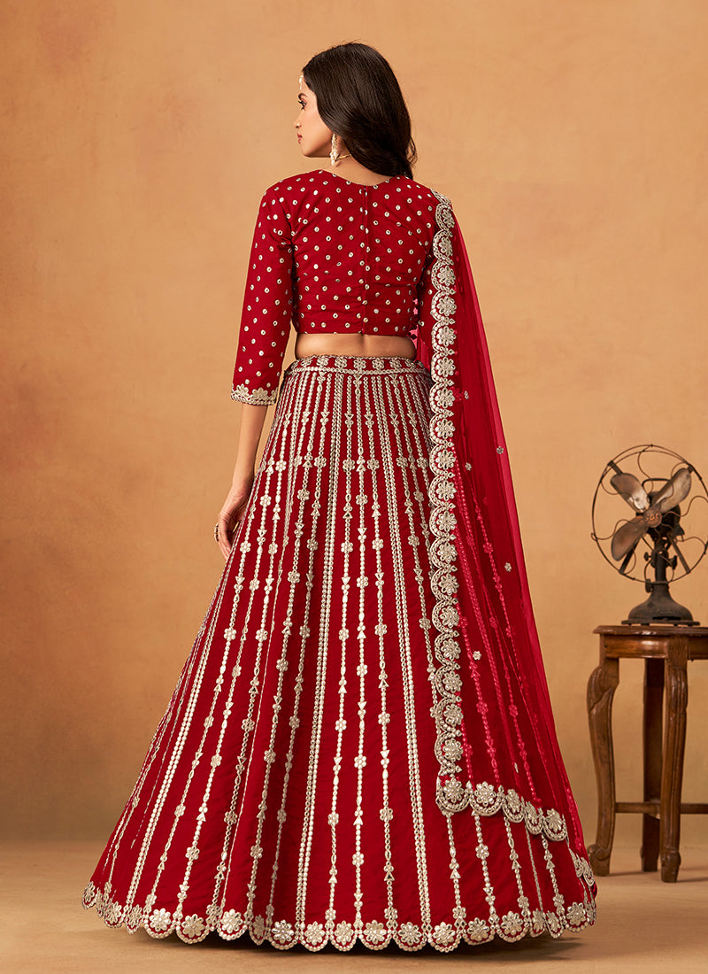 Bridal Red Zari Embroidery Festive Lehenga Choli