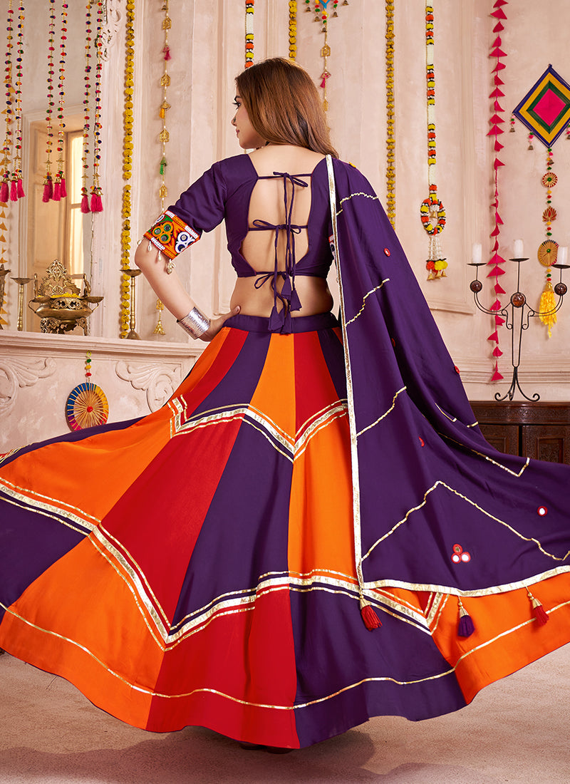 Buy Purple And Orange Lehenga for Navratri