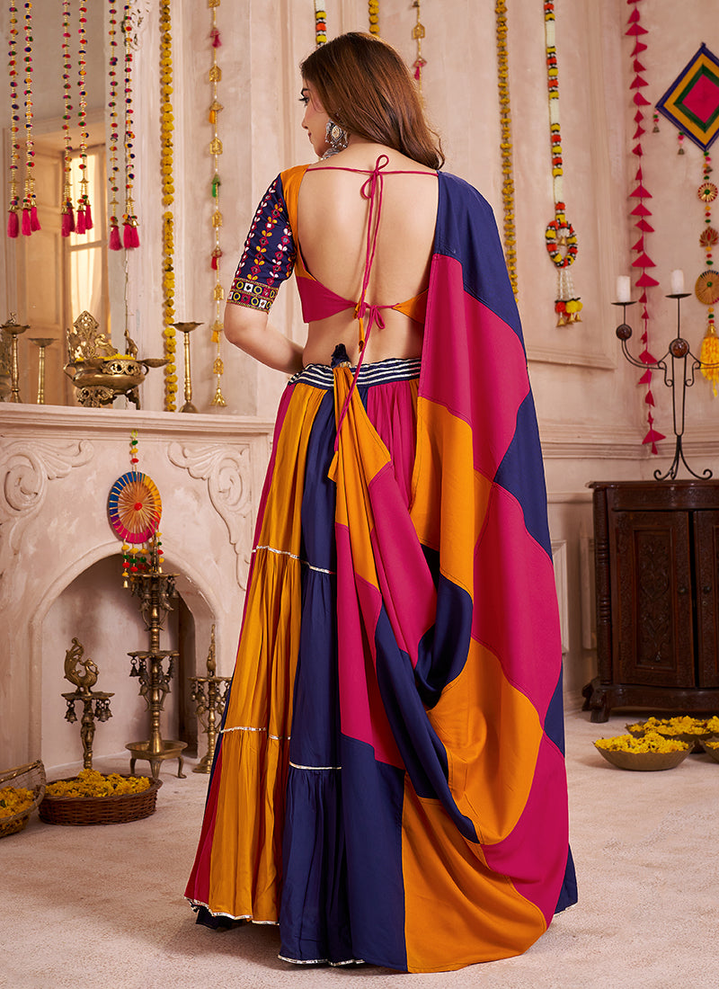 Orange And Purple Gujarati Chaniya Choli