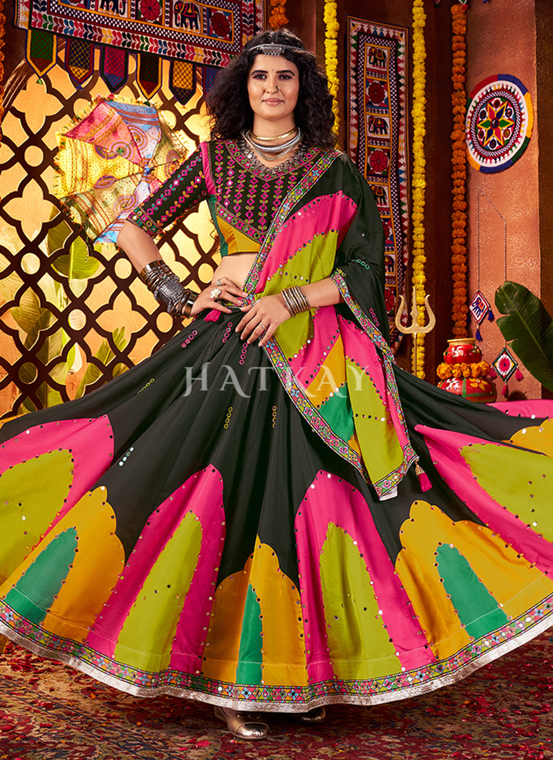 Buy Black Color Gujarati Traditional Chaniya Choli For Navratri Festival